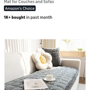 Gray Quilted Sofa Mat Pet Protector